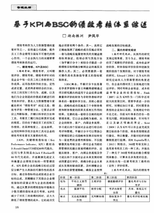 基于KPI与BSC的绩效考核体系综述