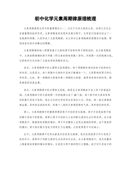 初中化学元素周期律原理梳理