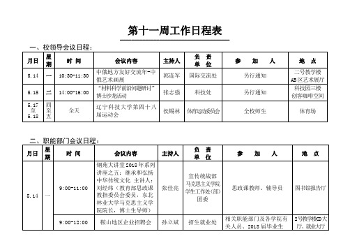 第十一周工作日程表
