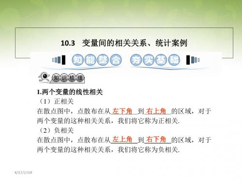 高三数学(文)一轮复习课件：10.3变量间的相关关系、统计案例