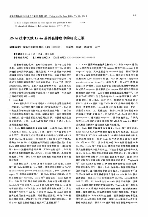 RNAi技术沉默Livin基因在肿瘤中的研究进展