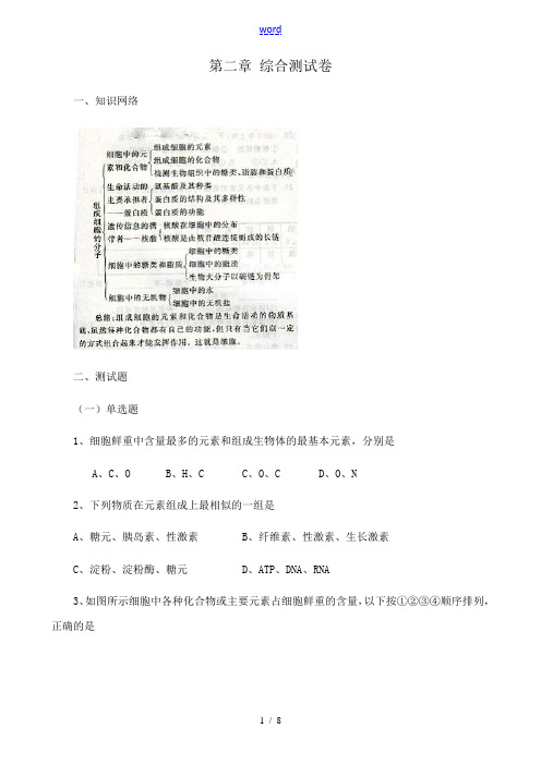 新人教版高中生物必修1第二章 综合测试卷