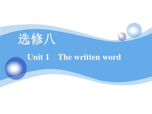 Unit 1  The written word