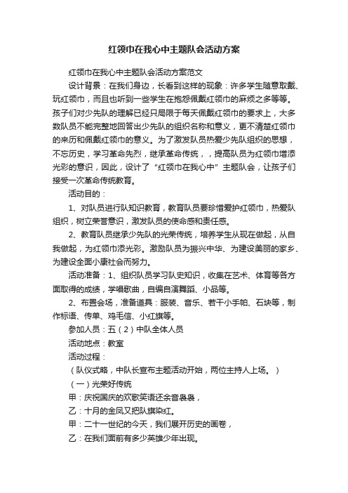 红领巾在我心中主题队会活动方案