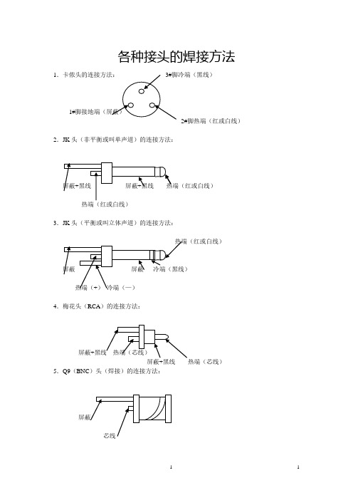 各种音频接头的焊接方法