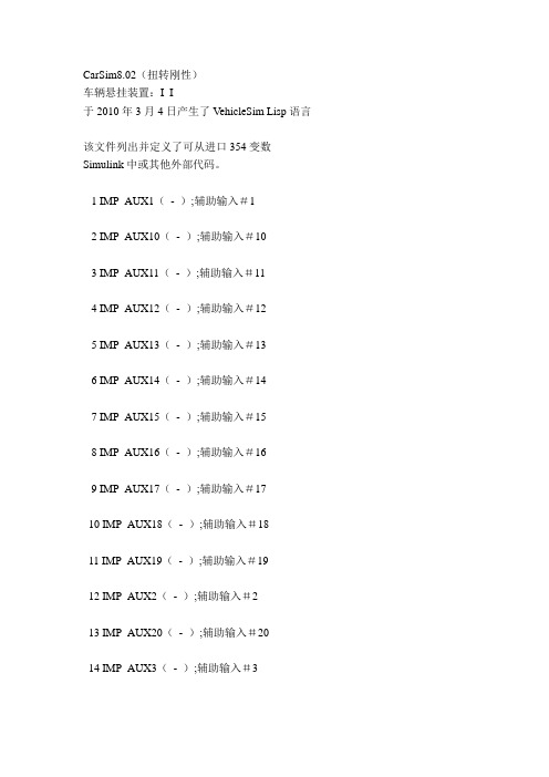 (完整版)CarSim软件设置输入变量汇总