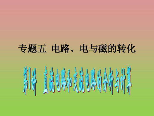 专题五电路、电与磁的(附有例题及其类似的题以及各题的解析评析)