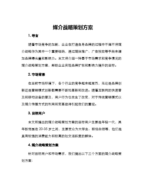 媒介战略策划方案