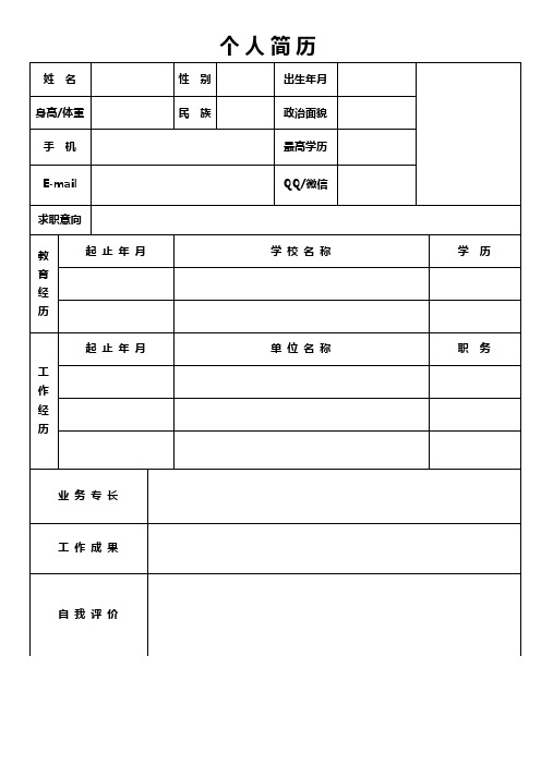 个人空白简历标准表(21)