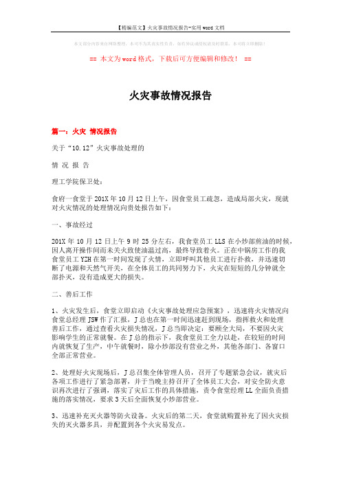 【精编范文】火灾事故情况报告-实用word文档 (6页)