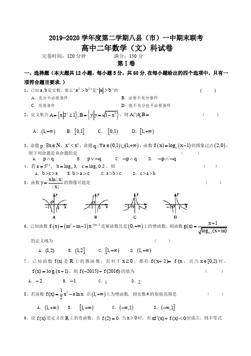 福建省八县高二下册考试数学(文)试题有答案【精选】.doc