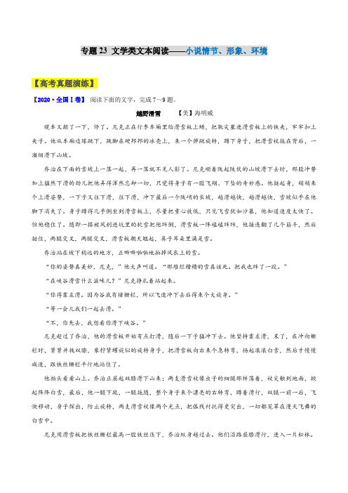 专题23 文学类文本阅读——小说情节、形象、环境-2021年高考语文一轮复习最新备考学案