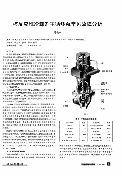 核反应堆冷却剂主循环泵常见故障分析