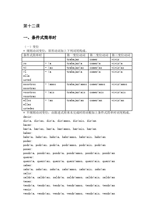 现代西班牙语第十二课课堂笔记