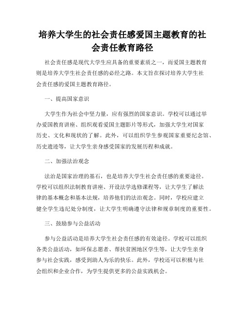 培养大学生的社会责任感爱国主题教育的社会责任教育路径