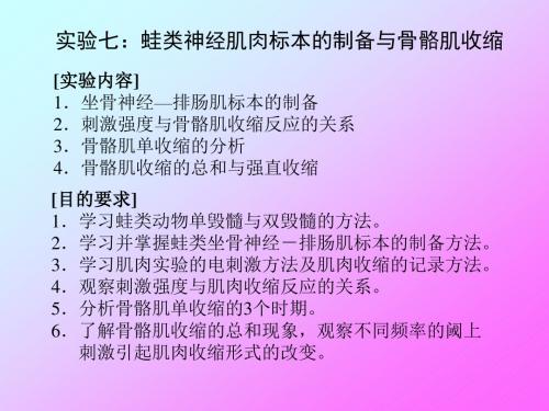 实验七：神经肌肉标本制备与骨骼肌收缩