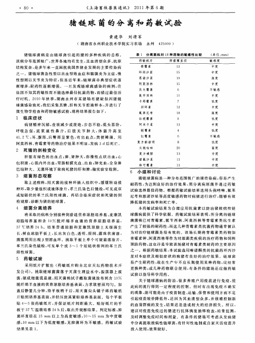 猪链球菌的分离和药敏试验