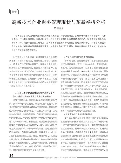 高新技术企业财务管理现状与革新举措分析