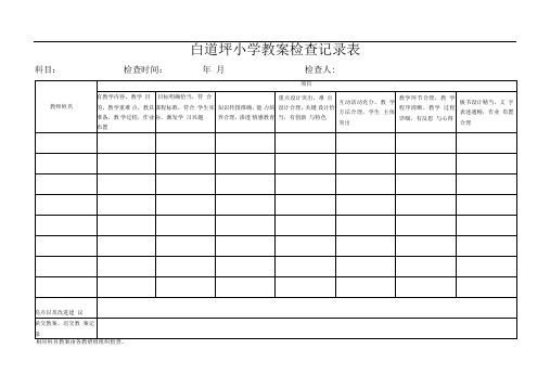 小学作业检查记录表-小学教案检查记录表精选范本