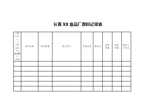 食品厂原料记录表