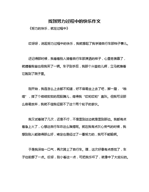 找到努力过程中的快乐作文