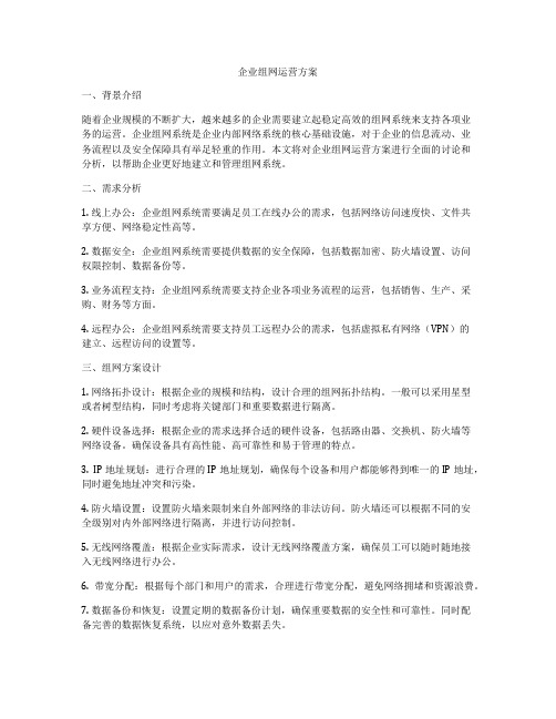 企业组网运营方案