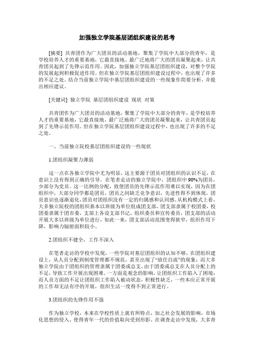 加强独立学院基层团组织建设的思考