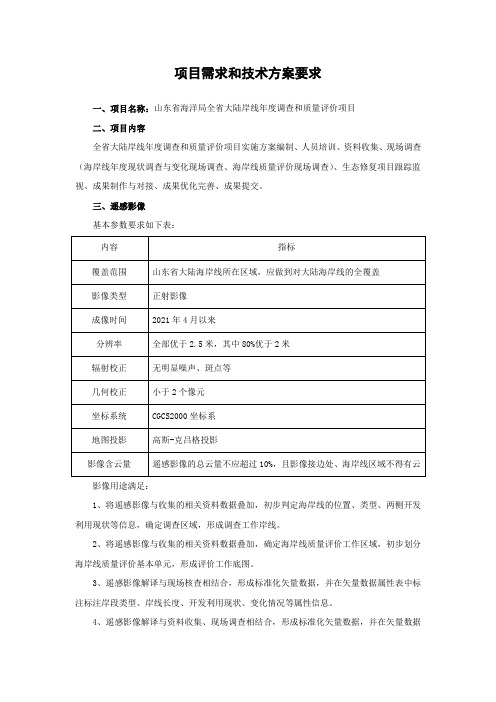 项目需求和技术方案要求