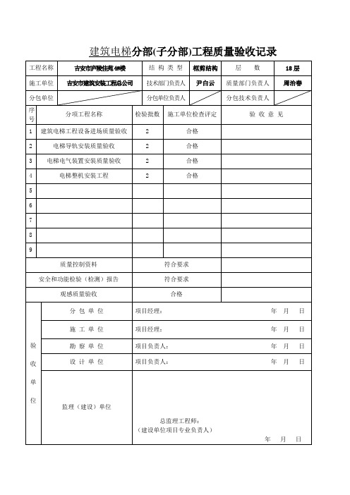 电梯检验批