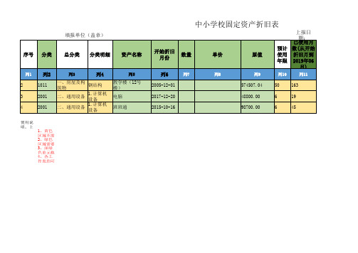 通用中小学固定资产折旧表(自动)zds - 2019.7