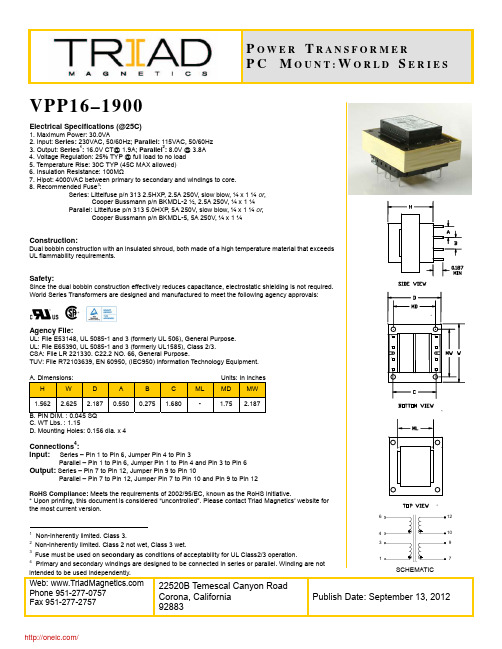 VPP16-1900;中文规格书,Datasheet资料