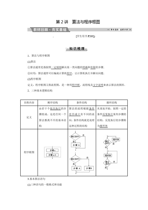 高考数学(文)大一轮复习检测：11.2算法与程序框图(含答案)