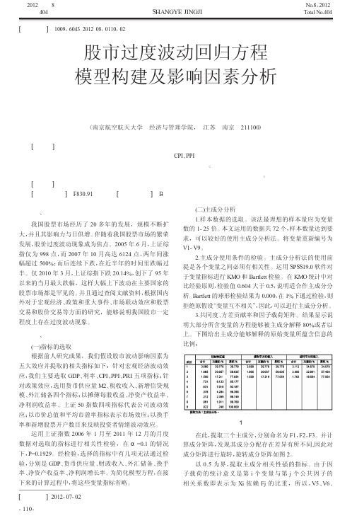 股市过度波动回归方程模型构建及影响因素