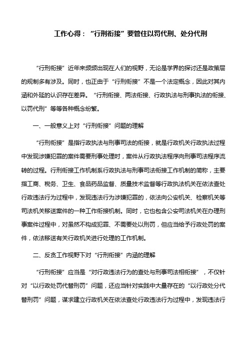 工作心得：“行刑衔接”要管住以罚代刑、处分代刑