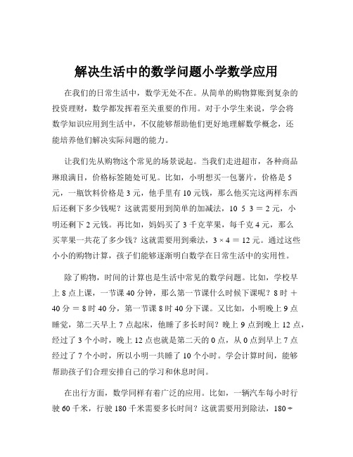 解决生活中的数学问题小学数学应用