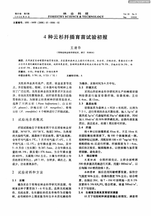4种云杉扦插育苗试验初报