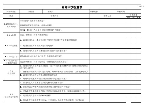 ISO14001-2015采购部内审检查表