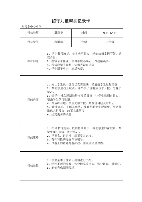 13 留守儿童帮扶材料(记录卡及图片)