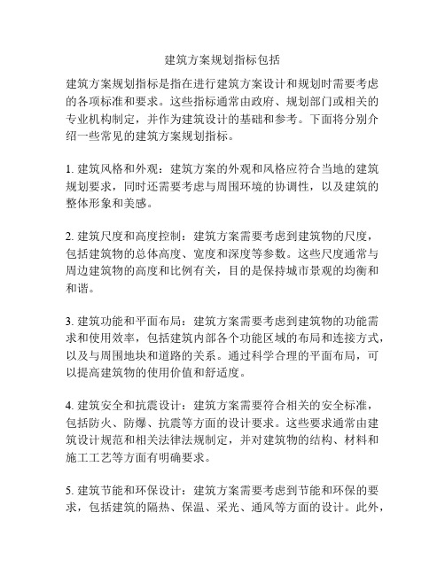 建筑方案规划指标包括
