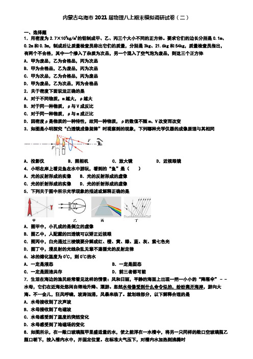 内蒙古乌海市2021届物理八上期末模拟调研试卷(二)