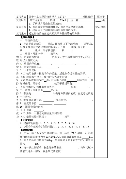 第十一章多彩的物质世界复习-学案