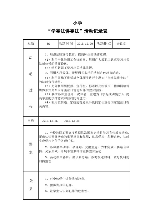 学校法制宣传教育活动记录表