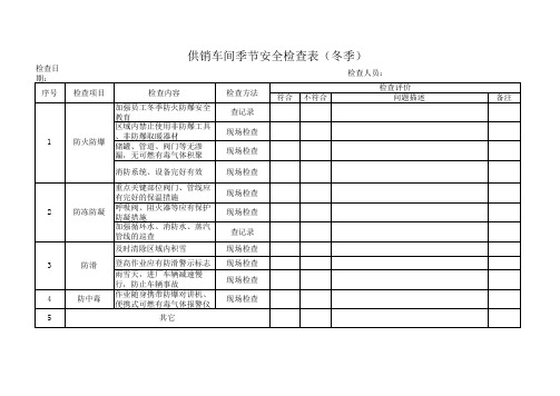 两体系双重预防体系风险分级管控和隐患排查治理季节性安全检查表(冬季)