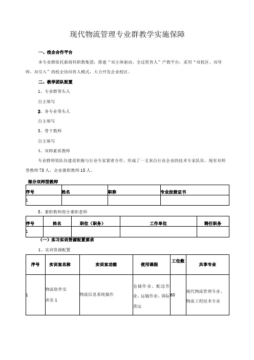 现代物流管理专业群教学实施保障