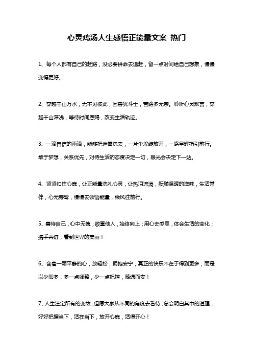 心灵鸡汤人生感悟正能量文案 热门