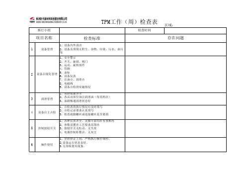 TPM项目周检查表