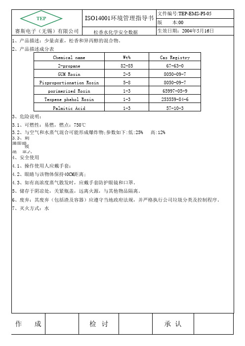 松香水化学安全数据