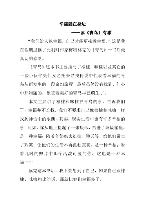 青鸟读后感幸福就在身边