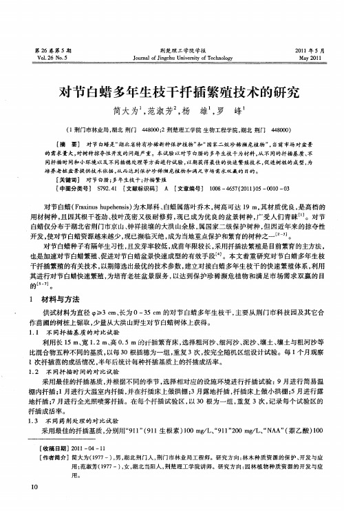 对节白蜡多年生枝干扦插繁殖技术的研究