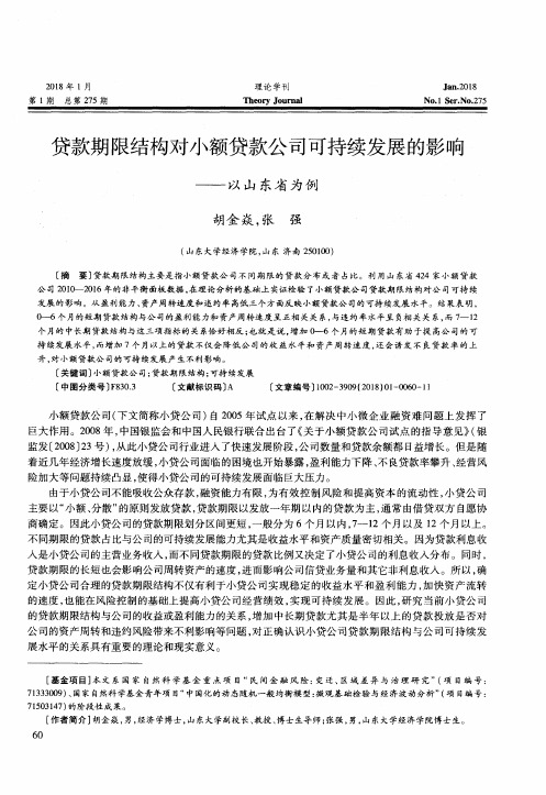 贷款期限结构对小额贷款公司可持续发展的影响——以山东省为例